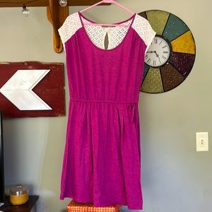 Prana size large magenta dress 👗 with lace shoulder